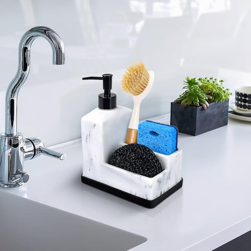 Dispensador de jabón para platos con soporte para esponja, dispensador de jabón líquido - Quierox - Tienda Online