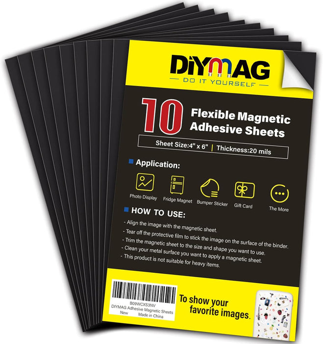 DIYMAG - Hojas adhesivas magnéticas, 4 x 6 pulgadas, paquete de 10 hojas flexibles con imán y adhesivo - Quierox - Tienda Online