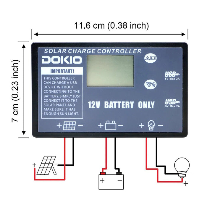 DOKIO-controlador Solar XT60, 12V, 10A, adecuado para paneles solares de la serie FFSP - Quierox - Tienda Online
