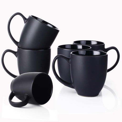 DOWAN Tazas de café, juego de 6 tazas negras,de cerámica con asas - Quierox - Tienda Online