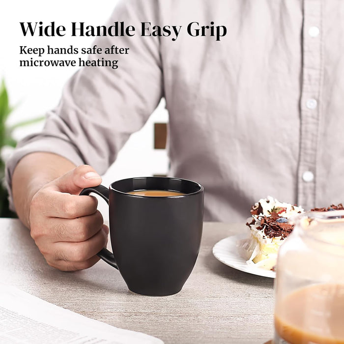 DOWAN Tazas de café, juego de 6 tazas negras,de cerámica con asas - Quierox - Tienda Online