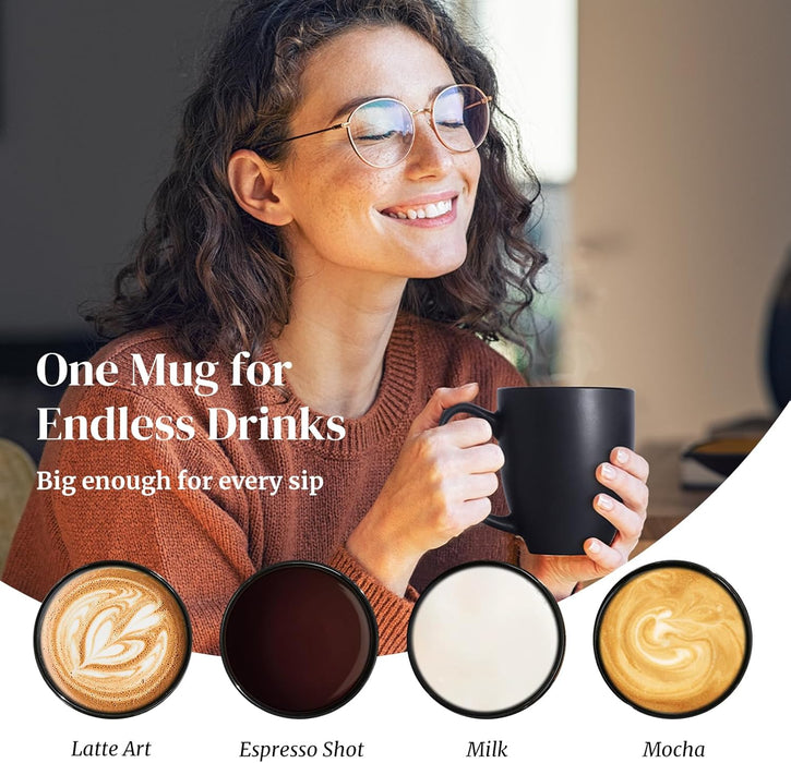 DOWAN Tazas de café, juego de 6 tazas negras,de cerámica con asas - Quierox - Tienda Online