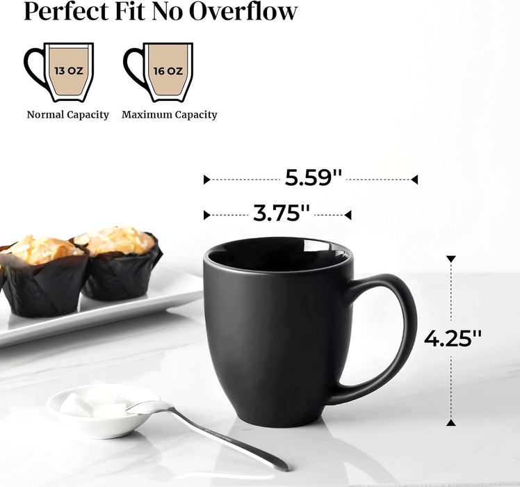 DOWAN Tazas de café, juego de 6 tazas negras,de cerámica con asas - Quierox - Tienda Online