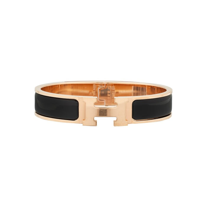 Pulsera Clic H de esmalte negro de imitación