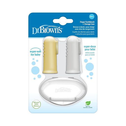 Dr. Brown's Cepillo de dedo de silicona para bebé con estuche de almacenamiento pack de 2 - Quierox - Tienda Online