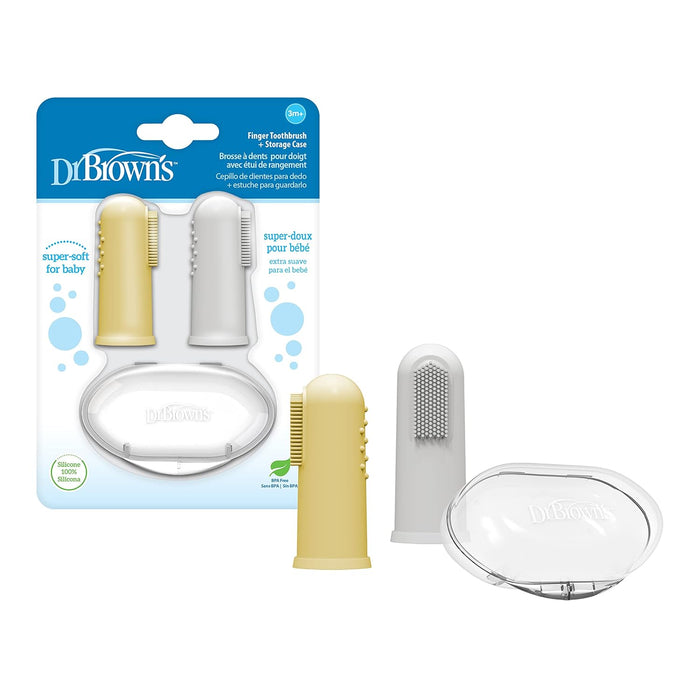 Dr. Brown's Cepillo de dedo de silicona para bebé con estuche de almacenamiento pack de 2 - Quierox - Tienda Online