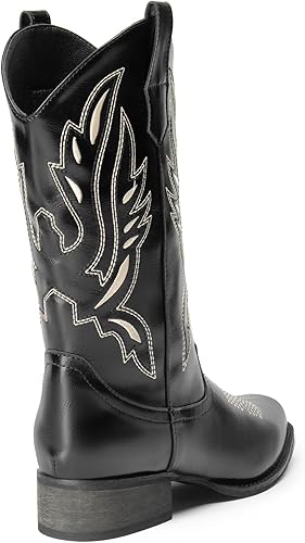 DREAM PAIRS Botas vaqueras de punta cuadrada para mujer, con bordado cosido - Quierox - Tienda Online