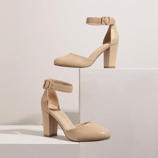 DREAM PAIRS Zapatos de tacón alto grueso con punta cerrada para boda para mujer - Quierox - Tienda Online