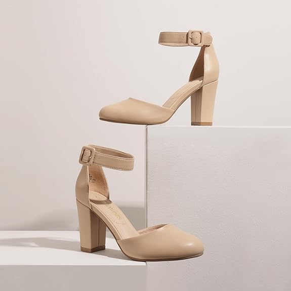 DREAM PAIRS Zapatos de tacón alto grueso con punta cerrada para boda para mujer - Quierox - Tienda Online