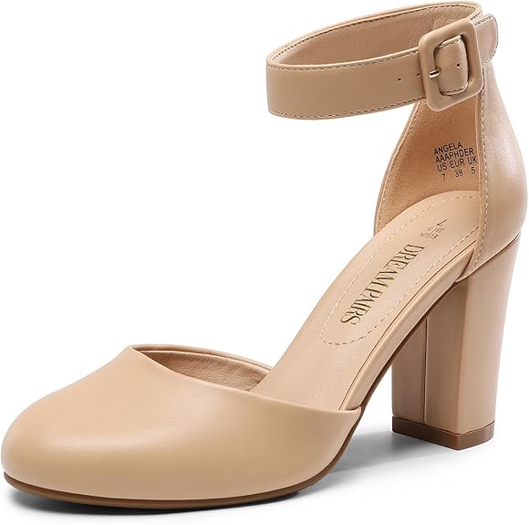 DREAM PAIRS Zapatos de tacón alto grueso con punta cerrada para boda para mujer - Quierox - Tienda Online