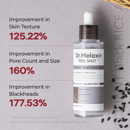 Dr.Melaxin Peel Shot Glow Ampolla exfoliante de arroz negro 80ml - Quierox - Tienda Online