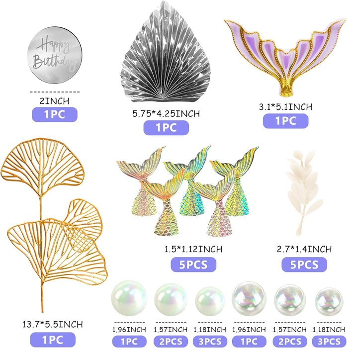 DRWATE Decoración para tartas de sirena, decoraciones para pasteles de cola con bolas - Quierox - Tienda Online