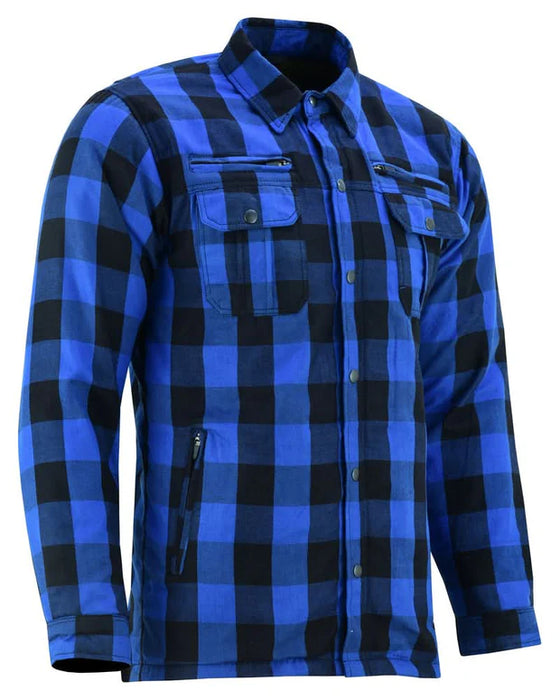 Renegade Camisa de franela de motociclista blindada para hombre de Lumberjack - Azul
