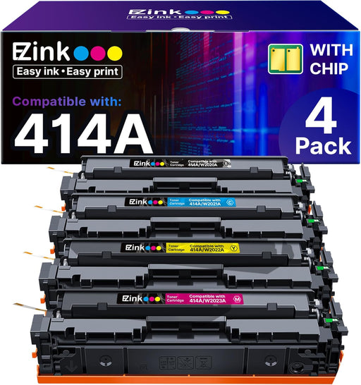 E - Z Ink 414A con chip - Reemplazo compatible para cartuchos de tóner HP 414A, paquete de 4 unidades - Quierox - Tienda Online
