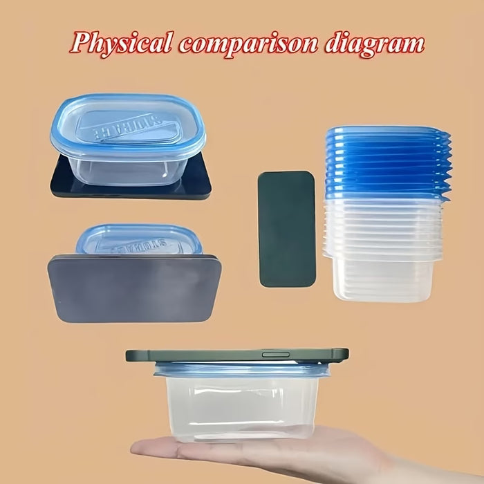Set de 10 contenedores apilables azules con tapa, ideales para organizar la cocina