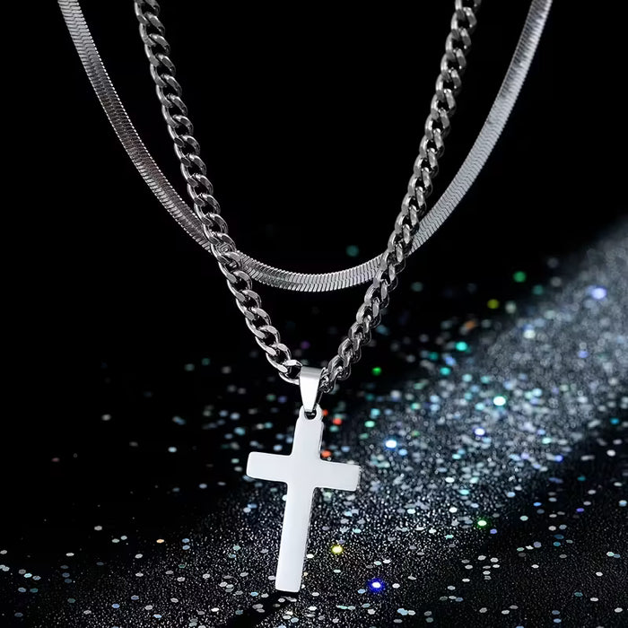 Collar de cruz de acero inoxidable de estilo Hip-Hop Punk Nooxian