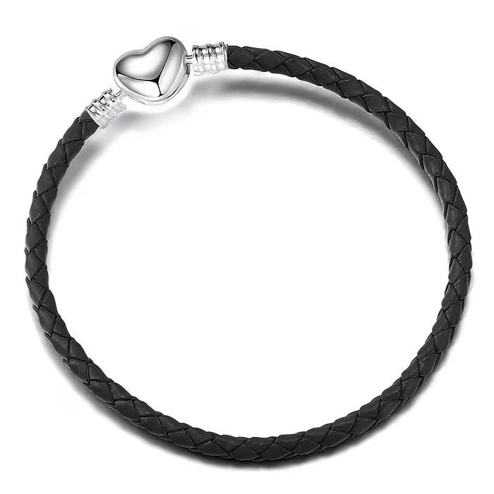 Pulsera de Corazón Bohemia para Mujer - Cuerda de Cuero Sintético