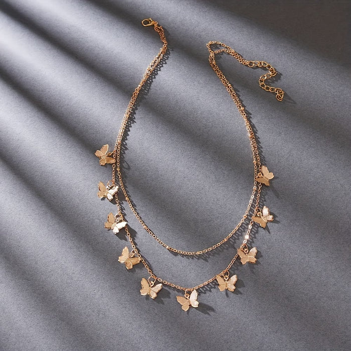 Collar de 2pcs con Colgante Mariposa Dorada para Mujeres