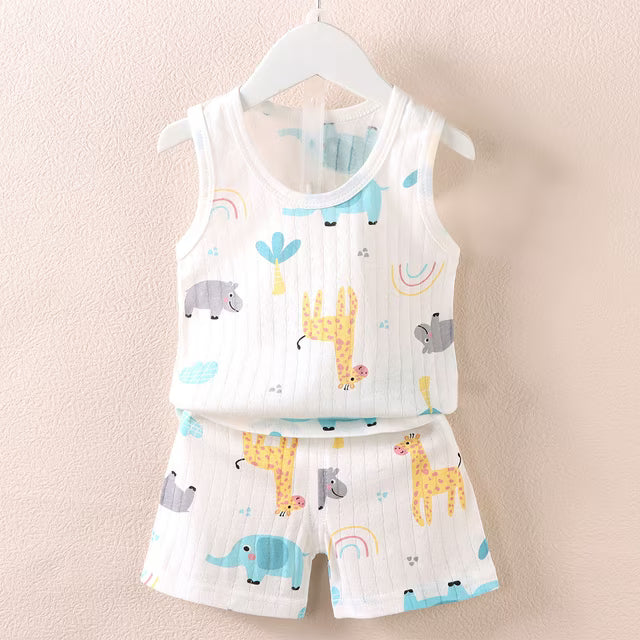 Conjunto infantil de verano para niño: camiseta sin manga y pantalón corto