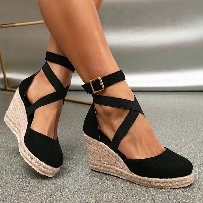 Sandalias de Plataforma con Tiras Cruzadas para Mujer, Tacones Altos Exquisitos