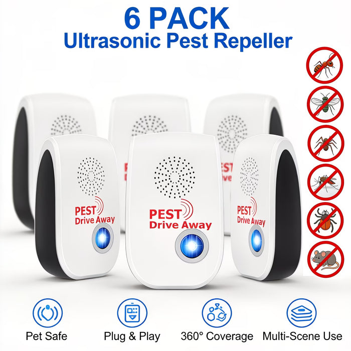 6 piezas Repelente de mosquitos con nueva tecnología de ondas de sonido