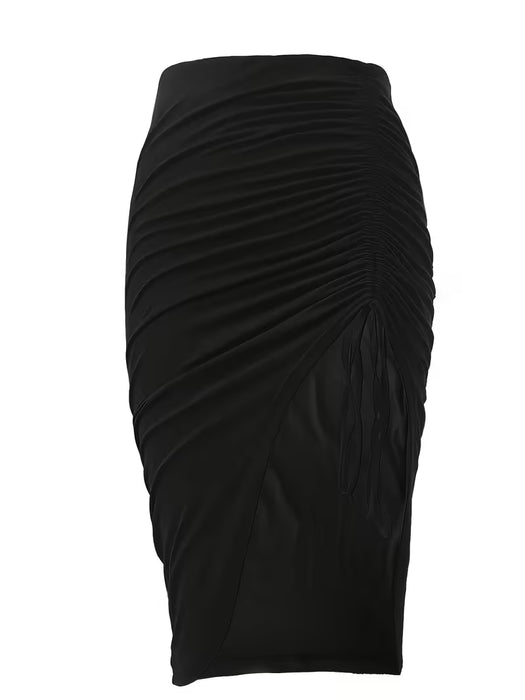 Falda corta con cordón para mujer y abertura frontal