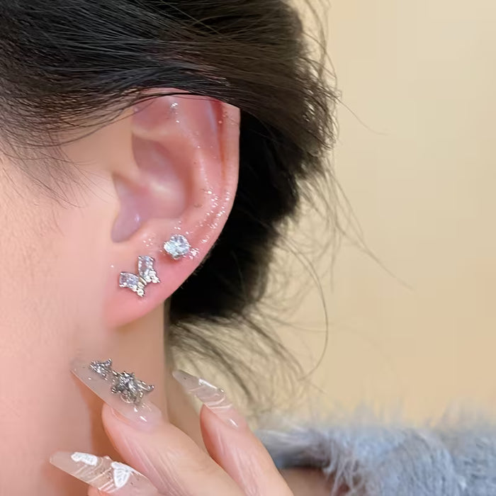 Shein 4 piezas/set Pendientes de mariposa del bosque