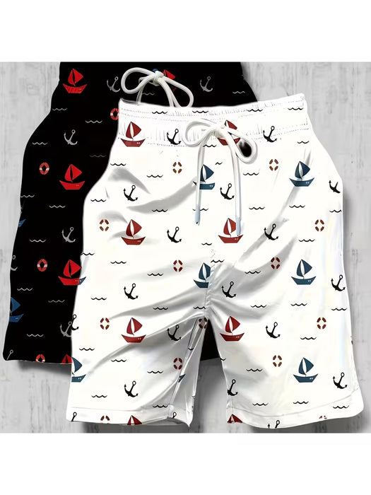 2 piezas de Pantalones cortos de playa de verano para hombre