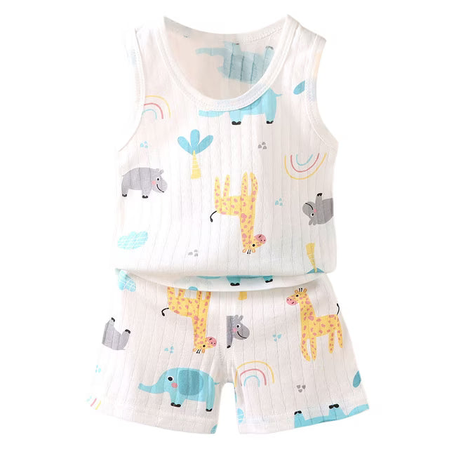 Conjunto infantil de verano para niño: camiseta sin manga y pantalón corto