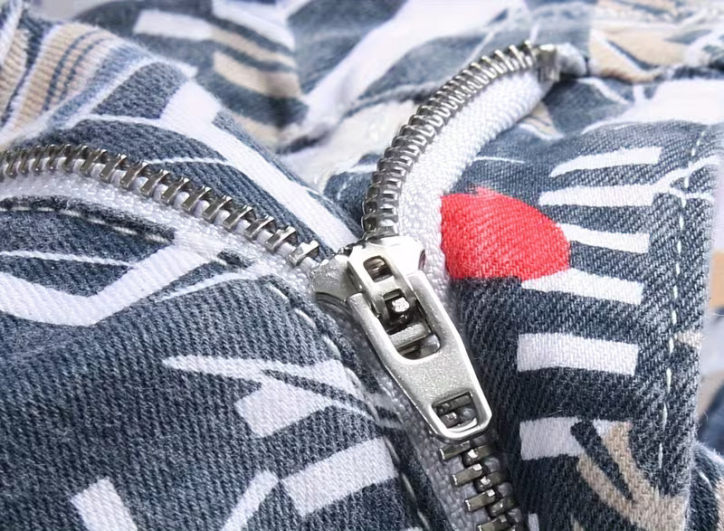 Pantalón de mezclilla sintética elástica para hombre, Estampado no estándar