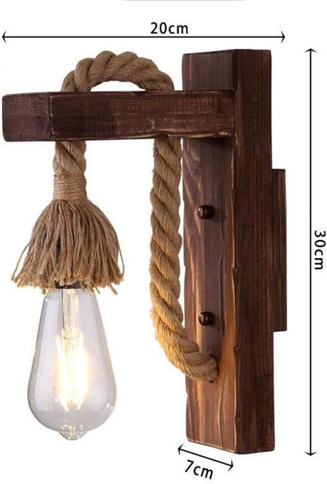 E26 E27 - Lámpara de pared de madera de estilo industrial para sala de estar - Quierox - Tienda Online