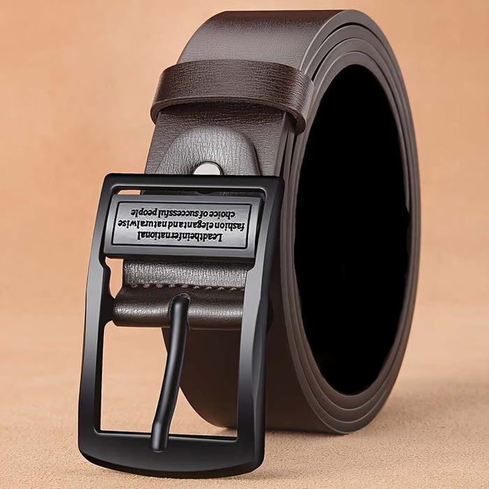 Cinturón para hombre con hebilla de aleación negra - Ajustable con un diseño vintage