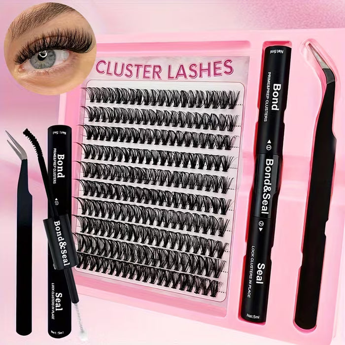 Kit de 200 Pestañas - Set de Extensión de Pestañas 3 en 1 , Volumen/Longitud 40D (10-18mm)