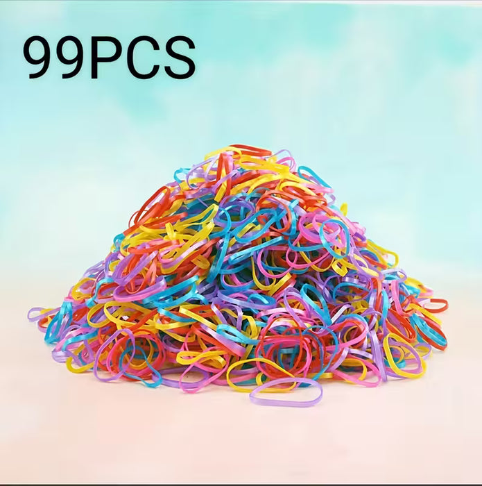 99 piezas de bandas elásticas de goma de colores vibrantes - Alta elasticidad y duraderas