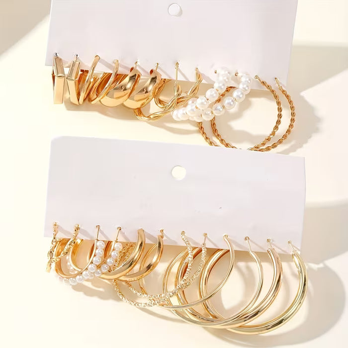 24 piezas de pendientes de perla de imitación elegantes y modernos