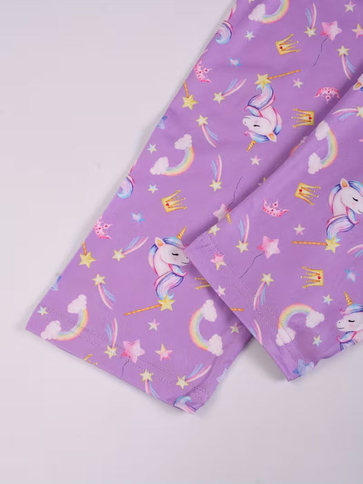Conjunto de camiseta manga larga y pantalón largo para niña con unicornio arcoíris
