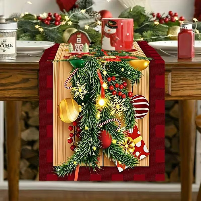 1pcs de caminito de mesa navideño con diseños festivos, decoración de mesas