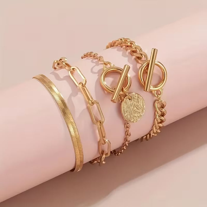 Conjunto de 4 piezas, Pulseras Apilables  con Estilo Elegante y Minimalista