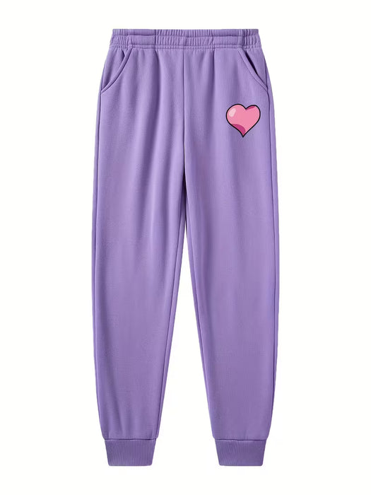 Conjunto de sudadera y pantalón para niñas con estampado de dibujos animados
