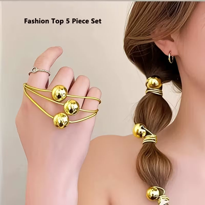 Juego de 5 ligas elásticas doradas ultra brillantes, banda para el cabello