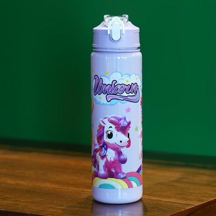 Botella de agua con diseño de poni de dibujos animados de 25OZ