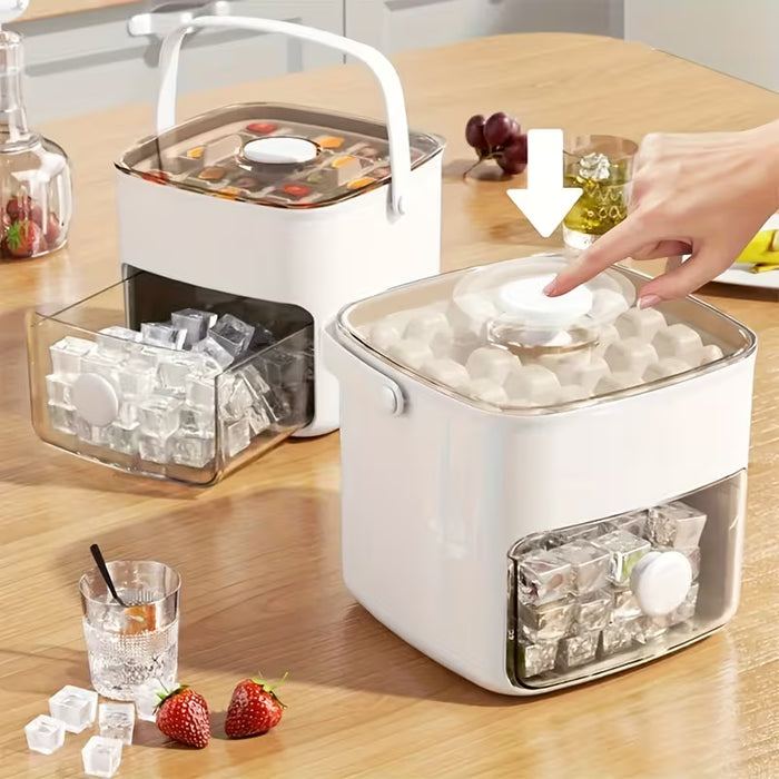 Cubo de Hielo Easy-Press de Gran Capacidad para Congelador de Doble Capa para 48 Cubos
