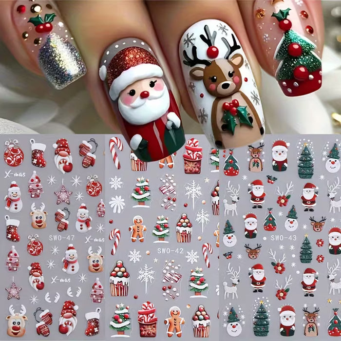 2pcs Pegatinas de Uñas Navideñas - Diseños Festivos
