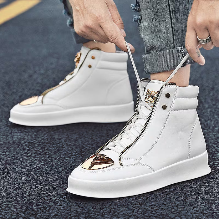 Zapatillas Casuales Altas para Hombre con Suelas Blancas