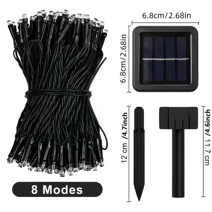 1pc, Luces Solares De Navidad 39.4ft 100 LED 8 Modos Luces De Cadena