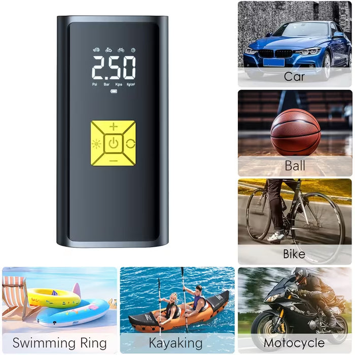 Compresor de aire para neumáticos (150 PSI) digital portátil con luz LED para coches
