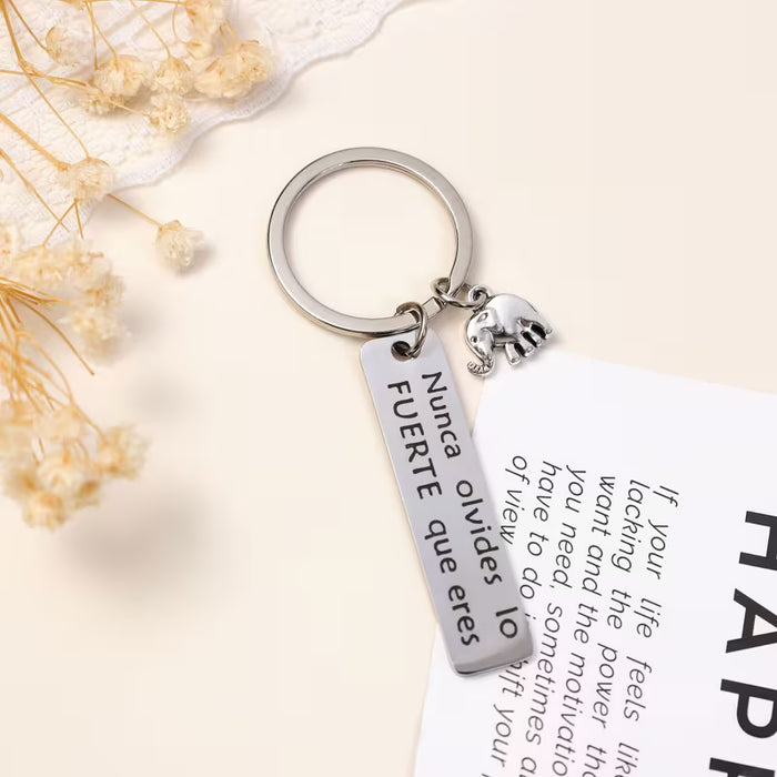 Colgante de Acero Inoxidable con Elefante Motivacional y Letras