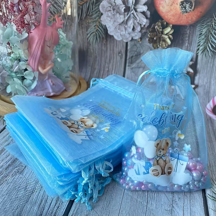 12 bolsas de regalo para baby shower, de gasa transparentes