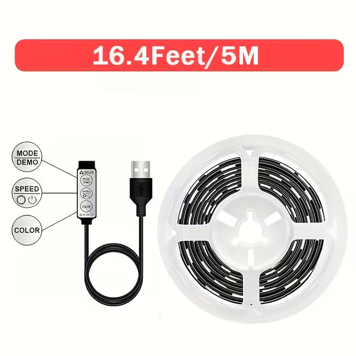 Tira de luces LED, barra de luz multicolor RGB, con control de 3 botones 5m