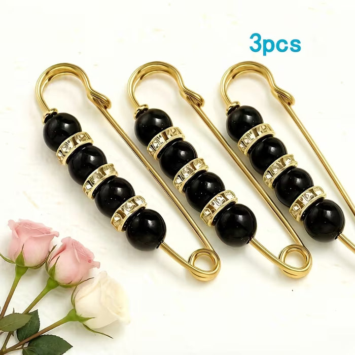 Juego de 3 elegantes broches y abalorios para la cintura, aseguran ropa y faldas